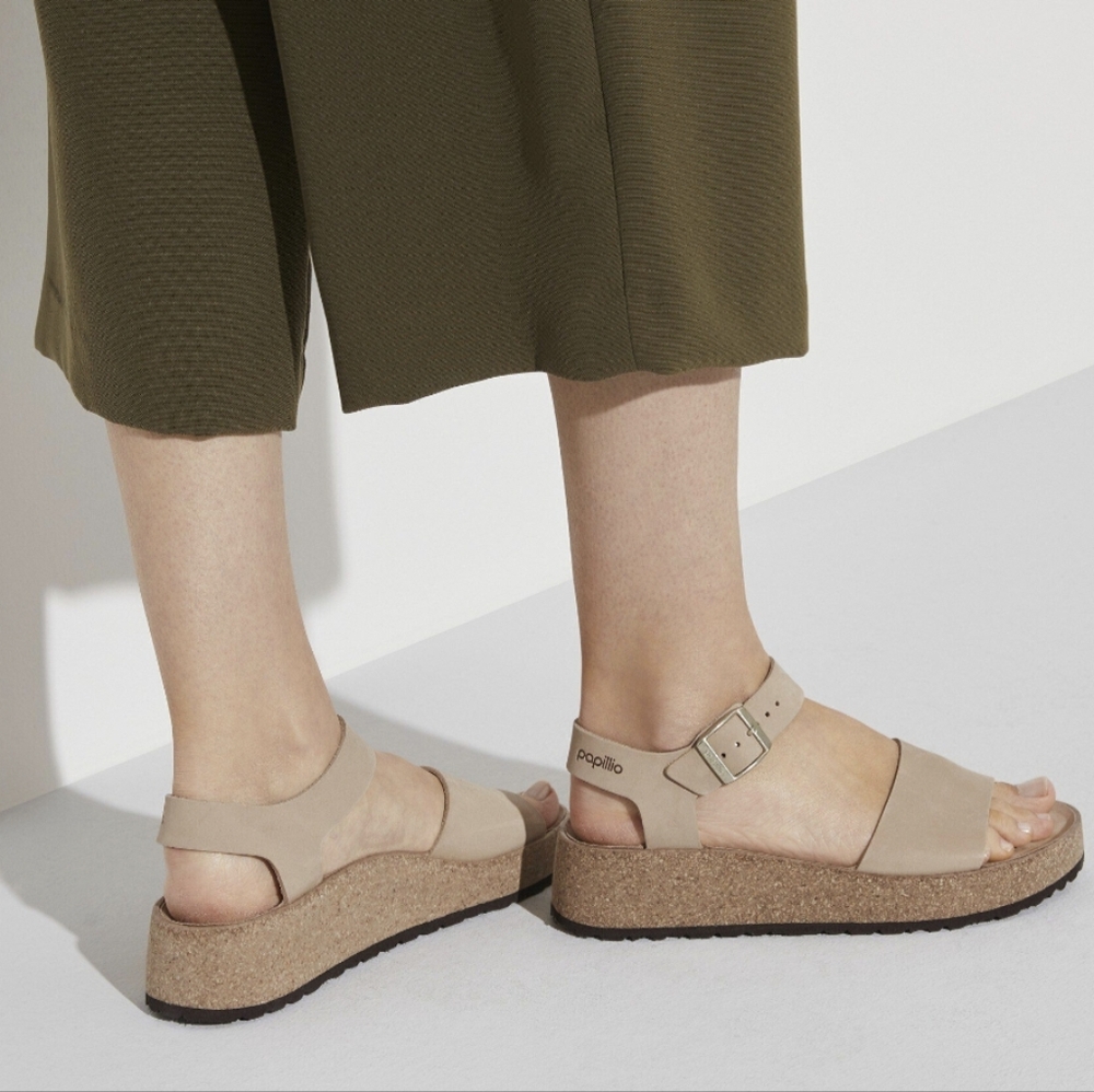 New Birkenstock Papillio Cork Glenda Wedge Ankle Strap Sandal Size 37 - Picture 2 of 15